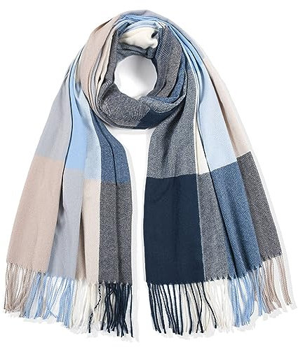Écharpe Foulard Châle pour Femme Automne Hiver Chaude Douce Motif à Carreaux Surdimensionné avec Décoration Frange Simple Classique (200 * 60CM),Multicolore (Rose foncé),Taille unique