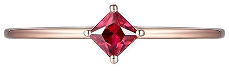 AMDXD Verlobungsring Rubin, Trauringe 18 Karat Rose Gold Au750 0.2CT Rubin Solitärring Quadratschliff Rot, Gr.63 (20.1), Echter Schmuck