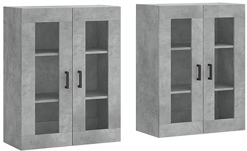 vidaXL Wandschrank 2 STK., Hängeschrank mit viel Stauraum, Sideboard für Wohnzimmer, Schrank Wandmontage Lagerschrank Kommode, Skandinavisch, Hochglanz Weiß Holzwerkstoff