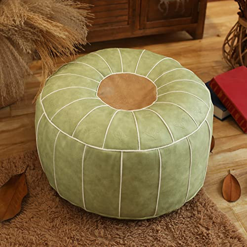 GCCSSBXF Premium Leder Pouf Unstuffed - Authentischer marokkanischer Pouf, stilvoller runder Ottomanen-Fußstützenbezug - Multifunktionale Aufbewahrungslösung für moderne Wohnkultur