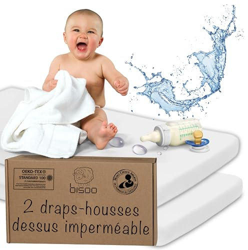Bisoo Spannbettlaken Beistellbett wasserdichte 50x80 / 50x83 - Spannbettlaken Matratzenschoner 100% Baumwolljersey Öko-Tex - Kompatibel Chicco Next2me Kinderkraft Maxi Cosi - 2 Stück Set Weiß