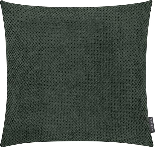 MAGMA Comodo Kissenbezug 50x50 cm - grün,- samtig weich kuschelig Cord Look, rechteckiger Kissenbezug, für Wohnzimmer, Schlafzimmer, Büro und Gästezimmer Waschbar