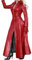 Damen PU Leder Kleid Langarm Elegant Etuikleid Bleistiftkleid Clubwear Dress Cocktail Party Abend Kleider In Latex Leder Lack Optik Lederjacke Kunstlederjacke (Color : Rouge, Size : M)