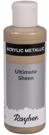 Rayher Ultimate Sheen Acrylfarbe, kaschmir gold, metallic, Flasche 80 ml, ultimativ strahlende Metallic-Acrylfarbe, gute Deckkraft, lichtecht, super streichfähig, wasserfest, 35068617
