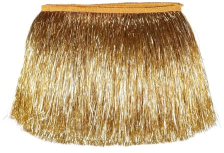 Kehuadiy 9,1 m breite Metallic-Fransenborte Lametta-Fransenborte Lametta-Fransenborte DIY Latein-Tanz Kostüm Kleidung Zubehör Glänzende Quaste Spitze Fransenbesatz Tanzquasten Trim (Golden)
