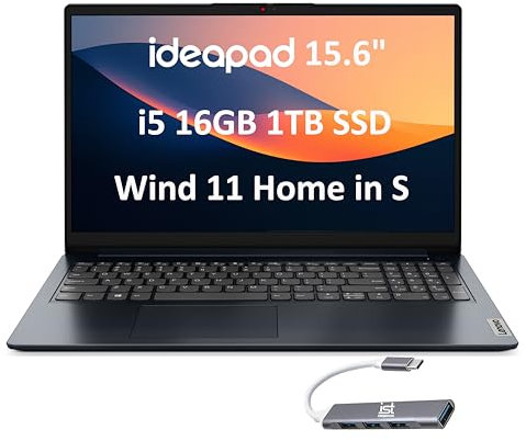 Lenovo IdeaPad 3 3i - Laptop (touchscreen FHD da 15,6, Intel Core i5-1155G7, 16 GB di RAM, SSD da 1 TB), cornice stretta, webcam, batteria a lunga durata 12 ore, Wi-Fi 6, IST SD, Win 11 Home,