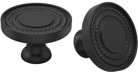 LONTAN 4 Pack Black Cupboard Knobs Small Black Cabinet Knobs Zinc Alloy Special Patterns Kitchen Drawer Pulls
