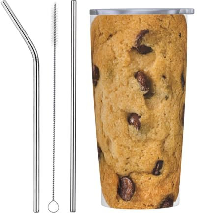 DURAGS Tasse en paille en acier inoxydable pour biscuits au chocolat, compagnon de voyage parfait pour le bureau, les promenades en voiture et les événements sportifs
