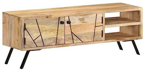 HETFTJN TV-Schrank, Tv Board Fernsehschrank Holz Tv Schrank Tv Highboard Geeignet für Den Flur Fernseher Wohnzimmer Schlafzimmer 110x30x40 cm Mango Massivholz