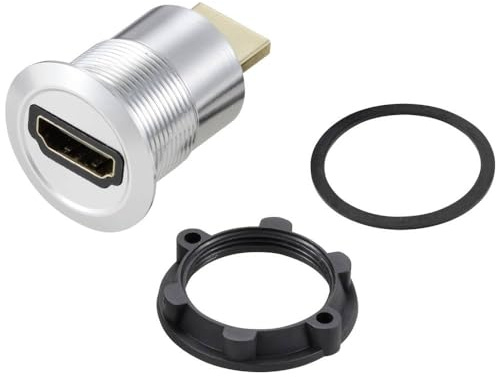 TRU COMPONENTS TC-11980448 HDMI Panel-Adapter Buchse HDMI-Buchse - HDMI-Stecker Silber Polzahl: 1 Inhalt: 1 St.