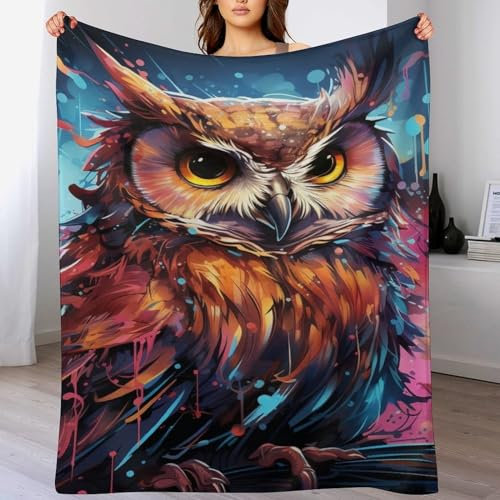Kuscheldecke Eule Wolldecke, Warme Flannel Fleecedecke Als Sofadecke, Couchdecke, Sofaüberwurf Und Bettdecke, Weiche Wohndecke Für Couch Und Sofa（150×200cm）