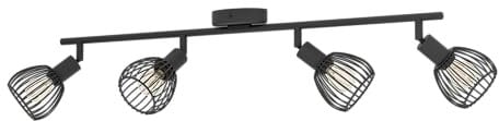 EGLO Deckenstrahler Sonnino, Deckenlampe 4-Fach, Deckenleuchte Industrial mit schwenkbaren Spots aus schwarzem Metall, Deckenspots mit E14 Fassung