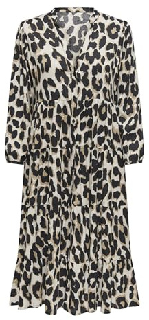 ONLY Damen Onlmilana 7/8 Dress WVN Noos Elegantes Kleid Mit V-Ausschnitt Und 7/8-Ärmeln Und Knopfverschluss, Pumice Stone, Small