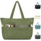 HOMESPON Handtasche Damen Tote Bag Shopper Groß Umhängetasche Cord Crossbody Beuteltasche Schultertasche Stoffbeutel für Einkaufen Schule Arbeit Reisen(Grün)