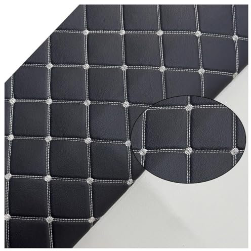 Kunstleder Gesteppt Kaschiert Meterware 160cm ×100cm, Leder Polsterstoff Stoff für Schrank Ledertasche Autositz Sofa Möbel Repara, Schwarz (rote Linie)(Black (Gray line),1.6x1m)