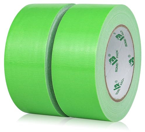 BOMEI PACK 2 Rolls Grass Green Duct Tape 2 inch Reinforced Strong Sticky Ducts Fixing Gaffer Tape 48mm x 30Y for Repairing,Heavy Duty Moving Sealing Bundling,Decoration Craft Labeling
