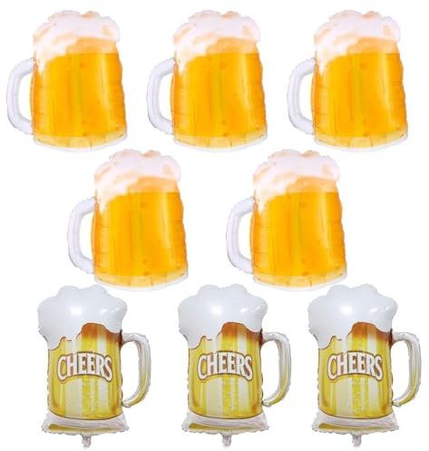 QFEHTHSK 8 Piezas Globos De Cerveza, Globos Gigantes De Jarra De Cerveza, Globos Decorativos De Aluminio, Globos De Fondo Fotográfico, Adecuados para Cumpleaños, Festivales, Fiestas Temáticas