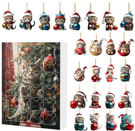 Adventskalender Katzenliebhaber, Katzen Adventskalender 2024, Lustig Weihnachtskugel Katze Deko For Weihnachtsbaum, Adventskalender Deko, Lustig Besondere Weihnachtsdeko