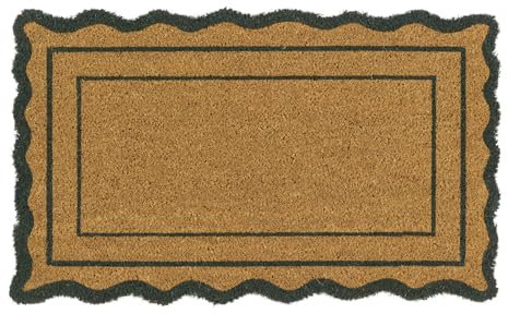 MY MAT Printed Coir Doormat, Perfect for Indoor and Outdoor Use, Large Welcome Mat for Front Door, Entryway and Patio (Green Border)