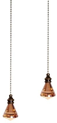 2 Pcs Light Pull Chain, 50cm Crystal Pull Chain Extension, Decorative Pendant Light Pull Cord for Ceiling Fans Bathroom Bedroom Light, Champagne