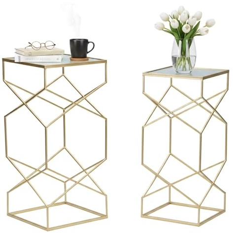 Dmora Couchtisch Bibbiena 31,5x31,5x68h cm Gold Zeitschriftenhalter