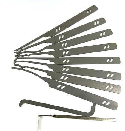 QiDAi 8pcs Lock Pick Rake Tools with 2 Tension Wrenches, Pocket Multitool Locksmith Lockpicking Tool Kit for Lockpick and Beginners