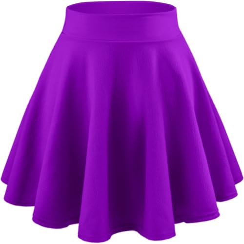 DRESHOW Rétro Jupe Basique Elastique évasée Mini Jupe Plissée Patineuse Décontractée Pour Femmes Filles, Mini Skirt Navy, XXL