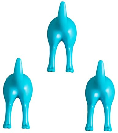 dijiusidy 3 Stück Kreativer kleiner Haken Wandaufkleber für leichte Utensilien. Der klebrige Wandhaken ist vom Hundeschwanz inspiriert, Blau