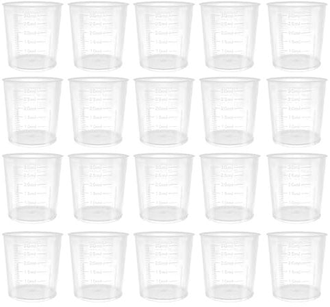 20 Pcs Medicine Cups,30ml Small Transparent Scale Measuring Cup Plastic Clear Graduated Mini Liquid Measure Pots,for Home Kitchen Cooking Lab Beakers Baking Meds Epoxy Mixing Scale Measures Tool