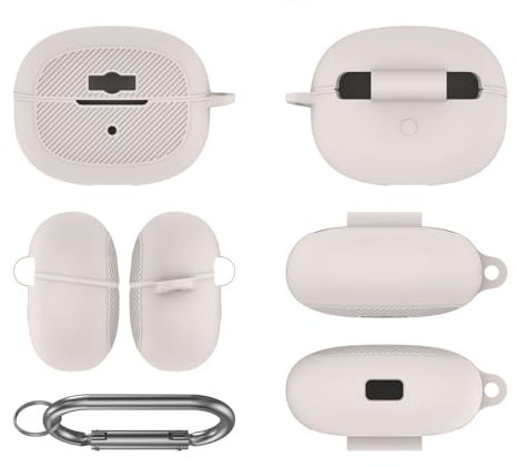 Für SHOKZ OpenDots ONE Hülle Cover,Ohrhörer Kratzfest stoßfest Schutzhülle Weiche Silikonhülle mit Karabiner für SHOKZ Open Dots ONE (grau)