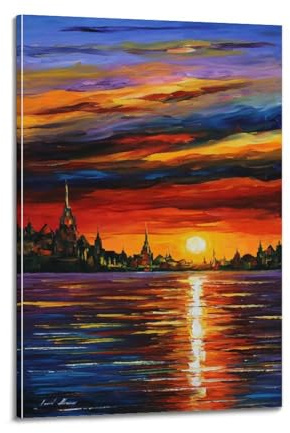 CKJenjBKm Leonid Afremov-Poster, buntes Ölgemälde, Kopie, Beige, Wandkunst, Poster, ästhetischer Leinwand-Kunstdruck, Heimdekoration für Schlafzimmer, Wohnzimmer, 30 x 45 cm, Rahmenstil