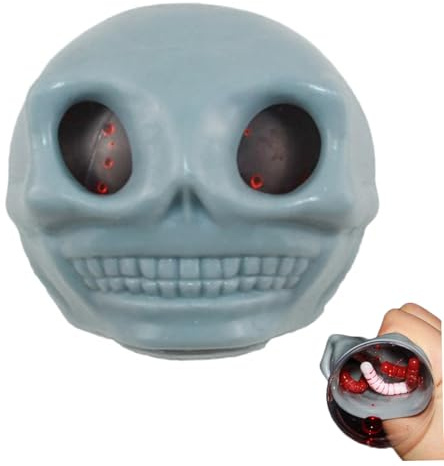 AZIDWERYQ Totenkopf-Spielzeug zum Stressabbau, Neuheit, Totenkopf-Quetschbälle, Spielzeug, Quetschbälle, Horror-Stressabbau für Kinder und Erwachsene, Grau