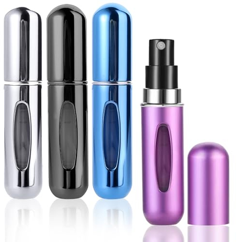 ManeWrap 4 Stück Portable Mini Parfüm-Sprühflasche,Nachfüllbar Leer Reise parfüm Zerstäuber,Reise Parfüms Zerstäubers,Parfümzerstäuber mit Sichtfenster,Reisegadgets,Travel essentials