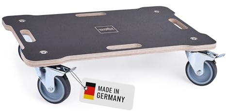 WFix Transportroller 60 x 40 cm 350 kg Tragkraft - Birke-Multiplex 18 mm mit Anti-Rutsch - 4 leise Gummirollen (2 Bremsen) - Made in Germany - Rollwagen für Werkstatt & Umzug