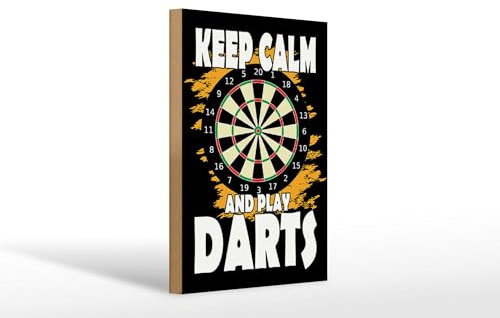 Femer Holzschild Spruch 20x30 cm Keep Calm and play Darts Dartscheibe Deko Schild