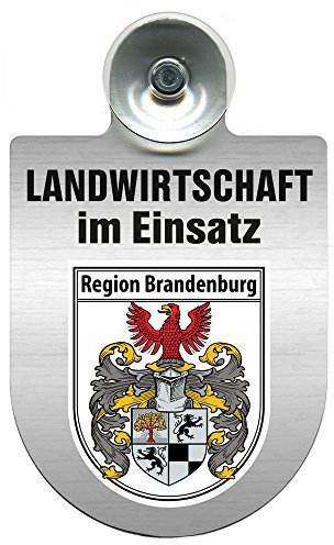 Einsatzschild für Windschutzscheibe incl. Saugnapf - Landwirtschaft im Einsatz - Wappen nach Wahl - 309460 Farbe Region Brandenburg