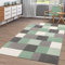 TT Home Moderner Kurzflor Teppich Wohnzimmer Konturenschnitt Kariert Pastell Beige Grün, Größe:80x150 cm