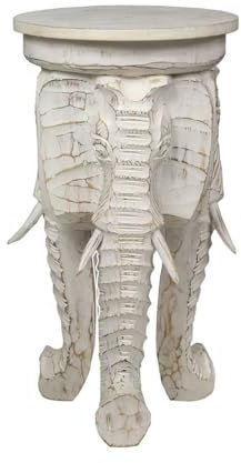 Oriental Galerie Rundhocker Holzhocker Elefanthocker Blumehocker Weißer Elefant Hocker ca 60 cm hoch 32 cm Durchmesser Holz