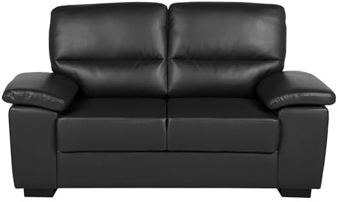 Beliani Klassisches Sofa 2-Sitzer Dicke Armlehnen Kunstleder schwarz Vogar