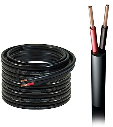 PD Connex Speaker Cable Heavy-Duty 2-Core Round Audio Lead 50m - 2x1.5mm Black Copper Wire for Car HiFi, Home Stereo & 100V PA Installations