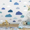 ELES VIDA - 20 Blaue Wolken Wandtattoo Kinderzimmer Set - Rauhfaser Wandsticker, Pastell Farben, Baby Tapete Sticker zum Kleben, Wandaufkleber Sleepy Eye Wanddeko - Wandfolie, Mädchen
