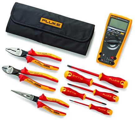 Fluke 179 Digital-Multimeter mit echtem Wirkungswert und Basis-Set von Hand (5 isolierte Schraubendreher und 3 isolierte Zangen)