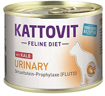 KATTOVIT - Urinary Nassfutter für Katzen | Katzen-Nassfutter als Alleinfuttermittel in der Dose. Diätfutter für ausgewachsene Katzen mit Harnwegserkrankungen | 12 x 185 g Kalb