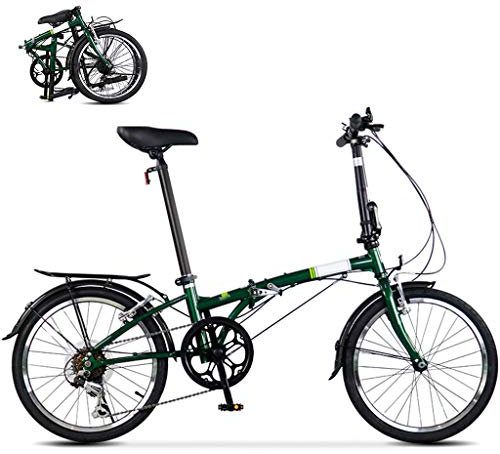 TYXTYX 20 Zoll Klapprad, Falt-Fahrrad 6-Gang Kettenschaltung mit Gepäckträger,leichtes Mini-Faltrad, kleines tragbares City-Falt-Mini-Kompaktfahrrad,Grün