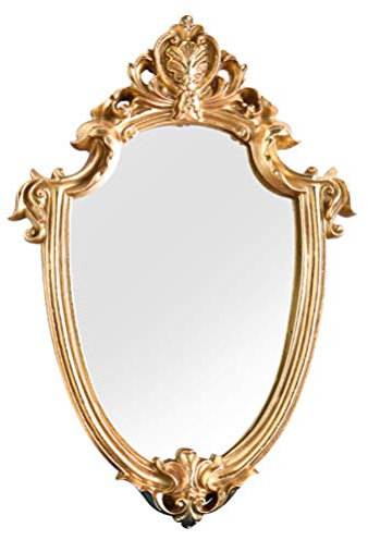 BESPORTBLE Vintage Dekorative Wandspiegel Gold Schild Form Hängende Spiegel für Schlafzimmer Wohnzimmer Kommode Wohnkultur 22X31cm