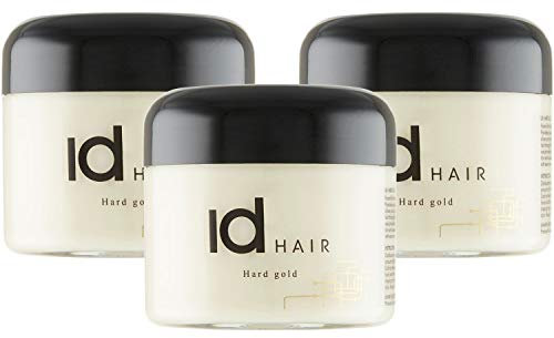 IdHAIR - Hard Gold - Professionelles Haarwachs für Männer - Starker Halt und mittlerer Glanz - Geeignet für kurzes Haar - Frei von Parabenen - 100 ml (3er Pack)