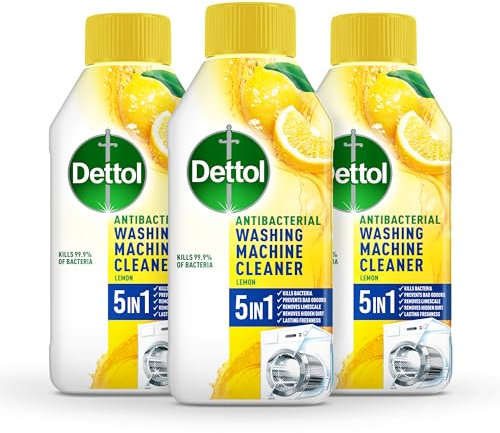 Dettol Antibacterial Washing Machine Cleaner, Removes Limescale, Dirt & Bad Odours, Lemon Breeze , Pack of 3 x 250ml