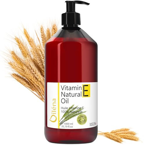 Oïléna - Vitamine E Huile 1000ml | Anti Age et Hydratant Visage | Démaquillant Waterproof | Soin Cheveux et Ongles | Réparatrice Mains, Or, 1000 ml