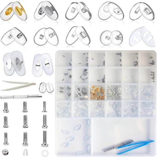 Eyeglass Nose Pads Eyeglass Repair Kits Nose Pad for Eyeglasses Upgrade Version Eyeglass Repair Kit with Screw-in Glasses Nose Pad (220)
