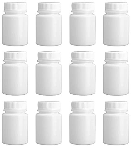 12 botellas redondas de plástico vacías de 100 ml con tapas, contenedores de almacenamiento, dispensador organizador